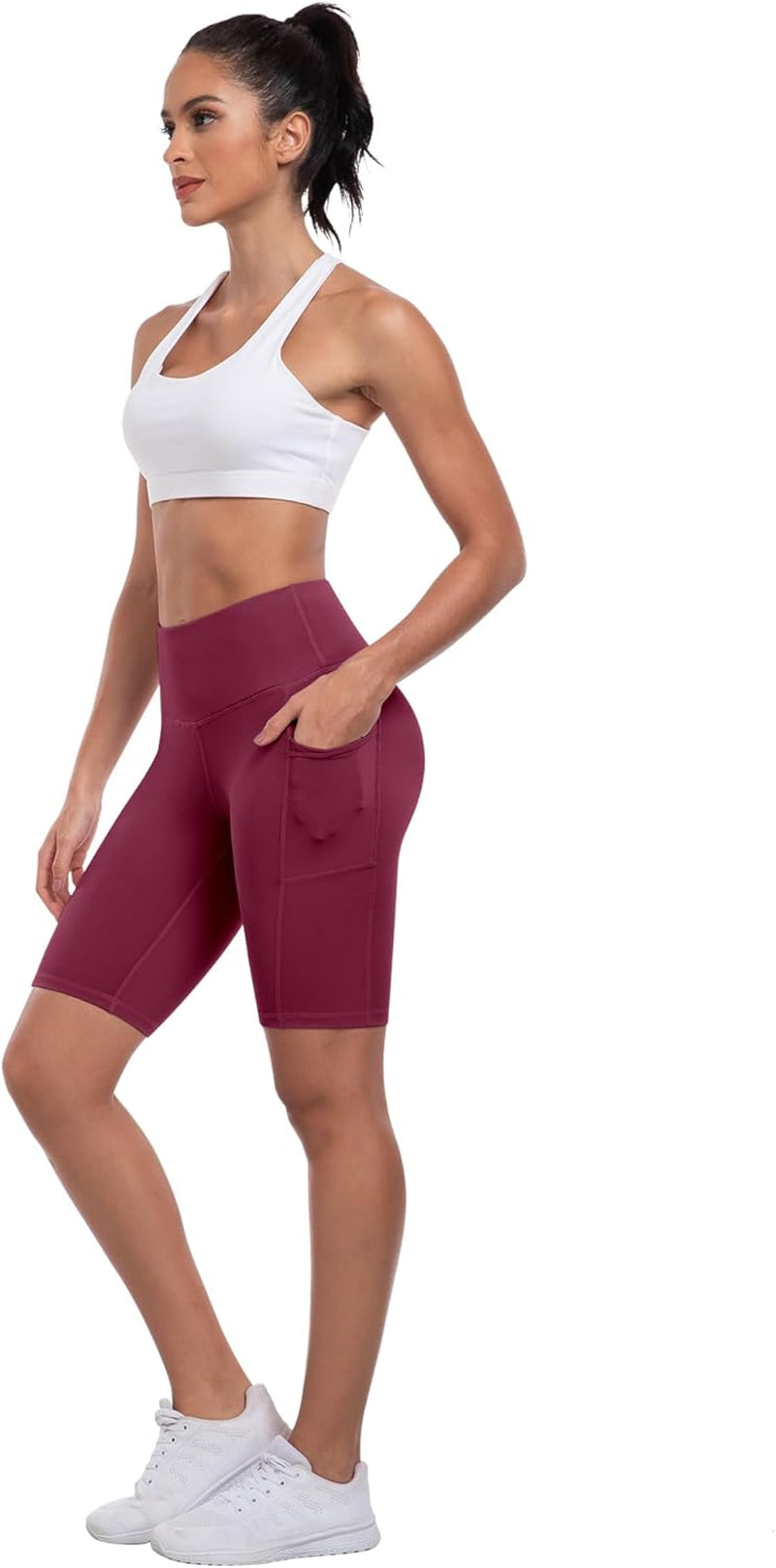 Biker Shorts Women with Pockets - 3"/5"/8" High Waisted Workout Spandex Tummy Control Gym Running Yoga Shorts
