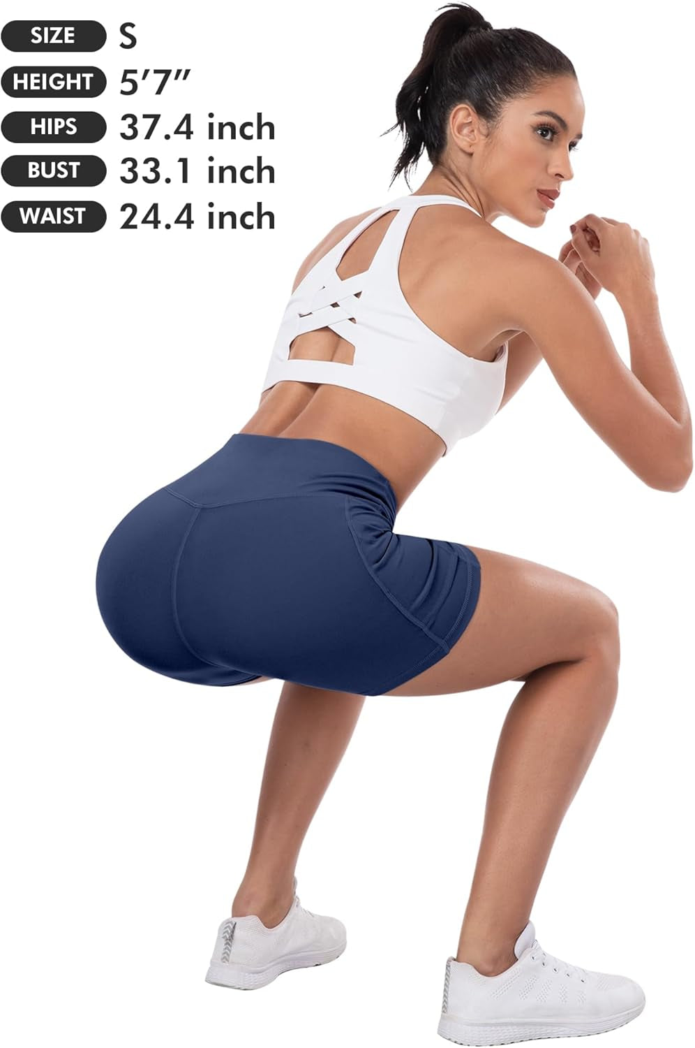 Biker Shorts Women with Pockets - 3"/5"/8" High Waisted Workout Spandex Tummy Control Gym Running Yoga Shorts