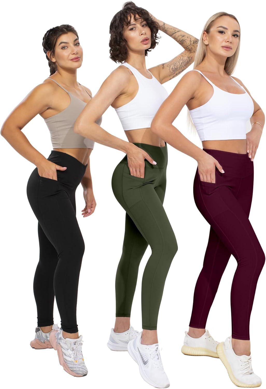 Leggings with Pockets for Women, High Waisted Tummy Control Workout Yoga Pants