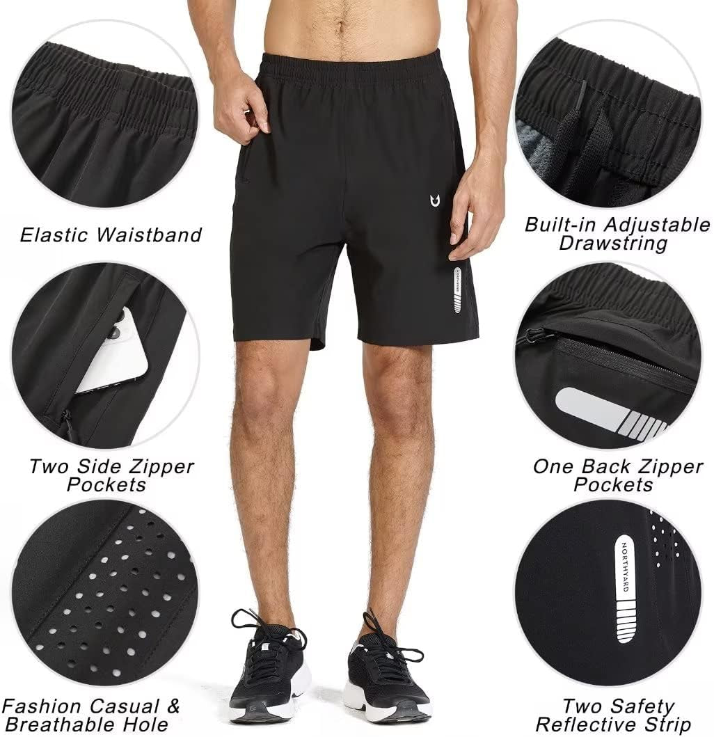 Men'S Athletic Running Shorts Quick Dry Workout Shorts 7"/ 5"/ 9" Lightweight Sports Gym Basketball Tennis Hiking