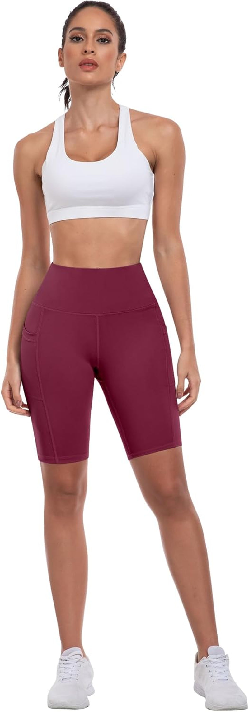 Biker Shorts Women with Pockets - 3"/5"/8" High Waisted Workout Spandex Tummy Control Gym Running Yoga Shorts