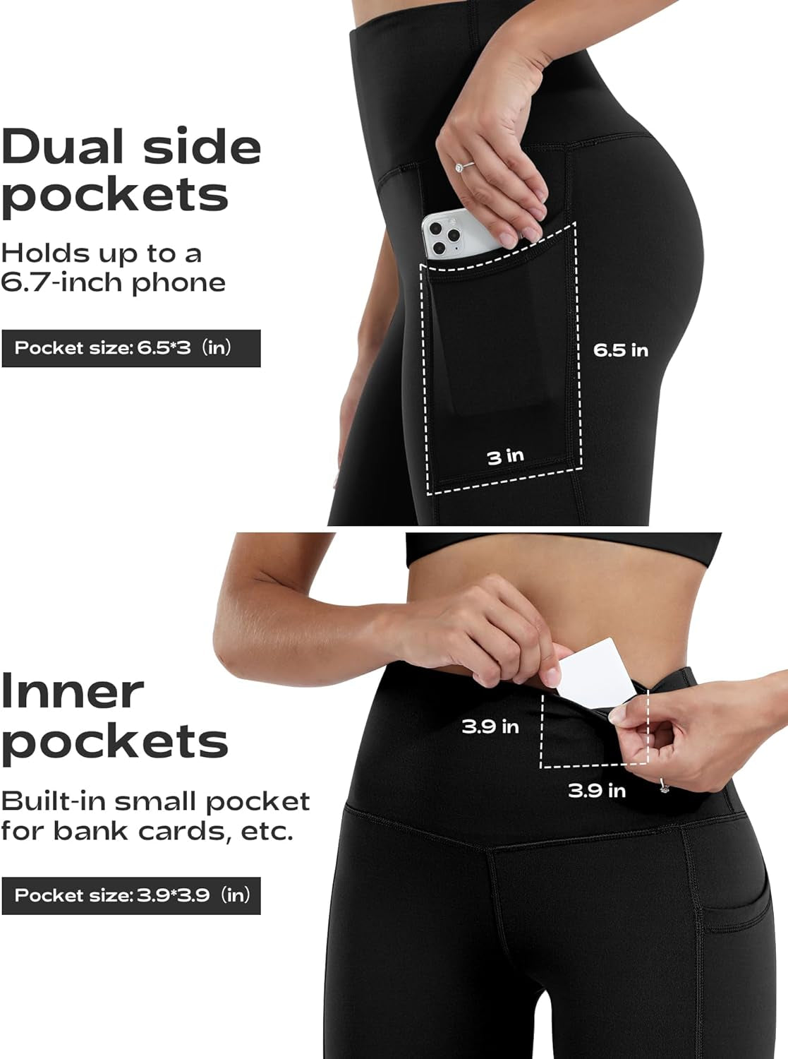 Leggings with Pockets for Women, High Waisted Tummy Control Workout Yoga Pants