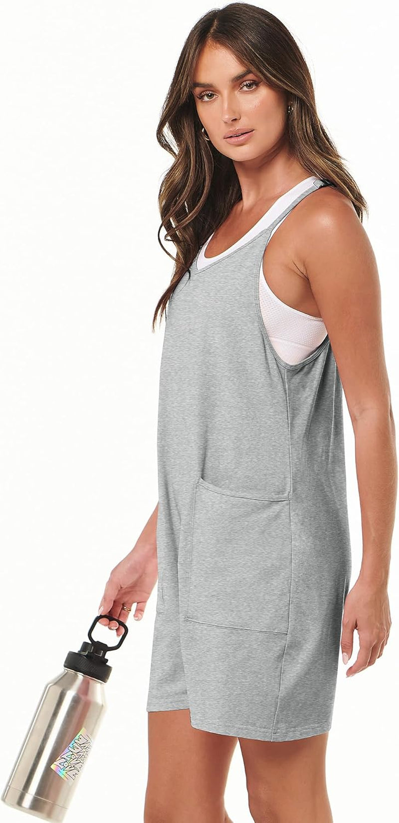 Womens Rompers Summer Casual Loose Sleeveless Overalls Spaghetti Strap Shorts Jumpsuit 2025 Beach Vacation Outfits