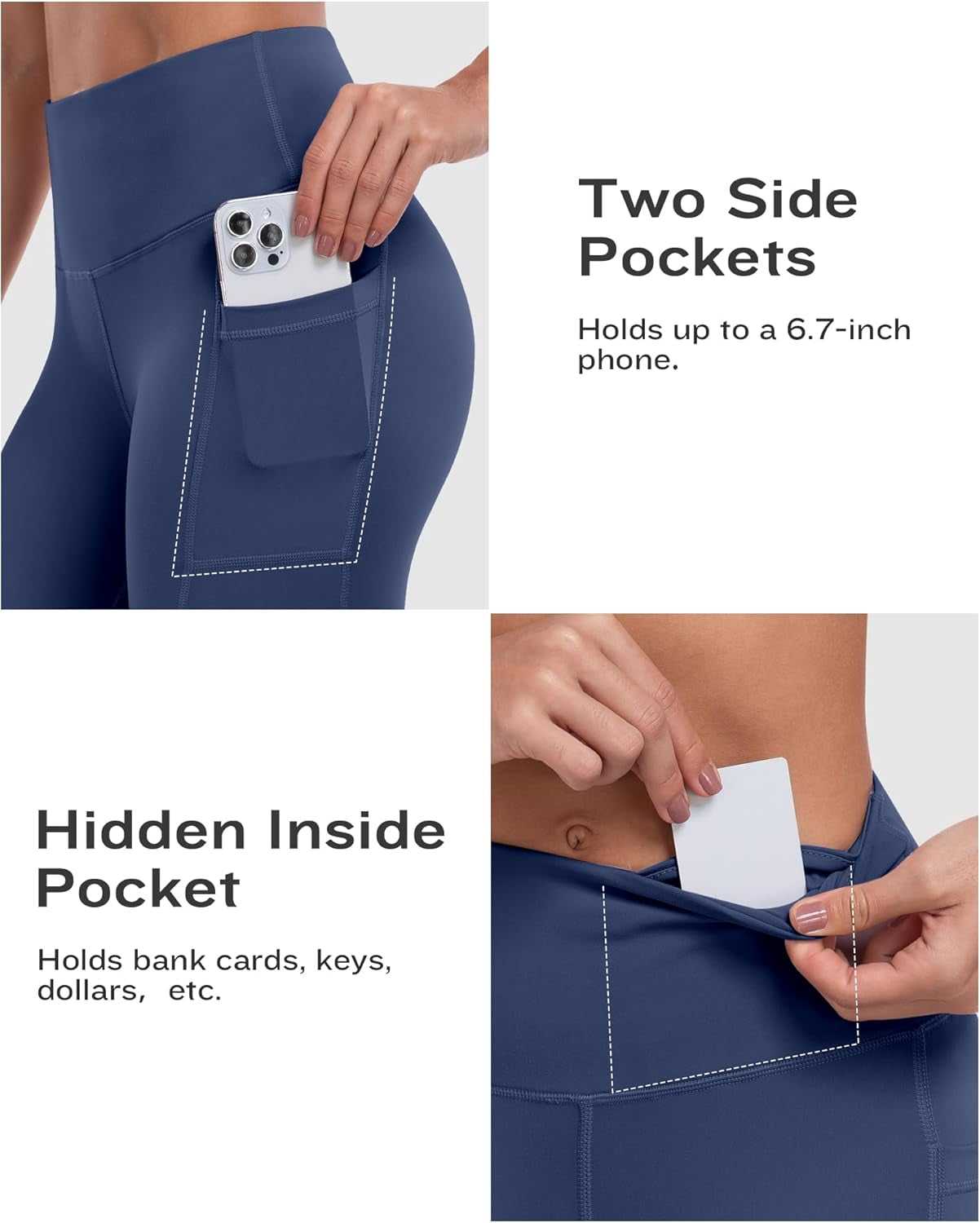 Biker Shorts Women with Pockets - 3"/5"/8" High Waisted Workout Spandex Tummy Control Gym Running Yoga Shorts