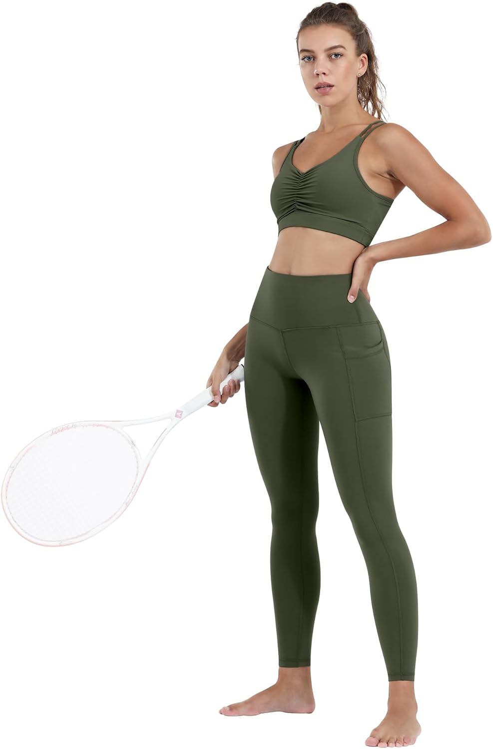 Leggings with Pockets for Women, High Waisted Tummy Control Workout Yoga Pants