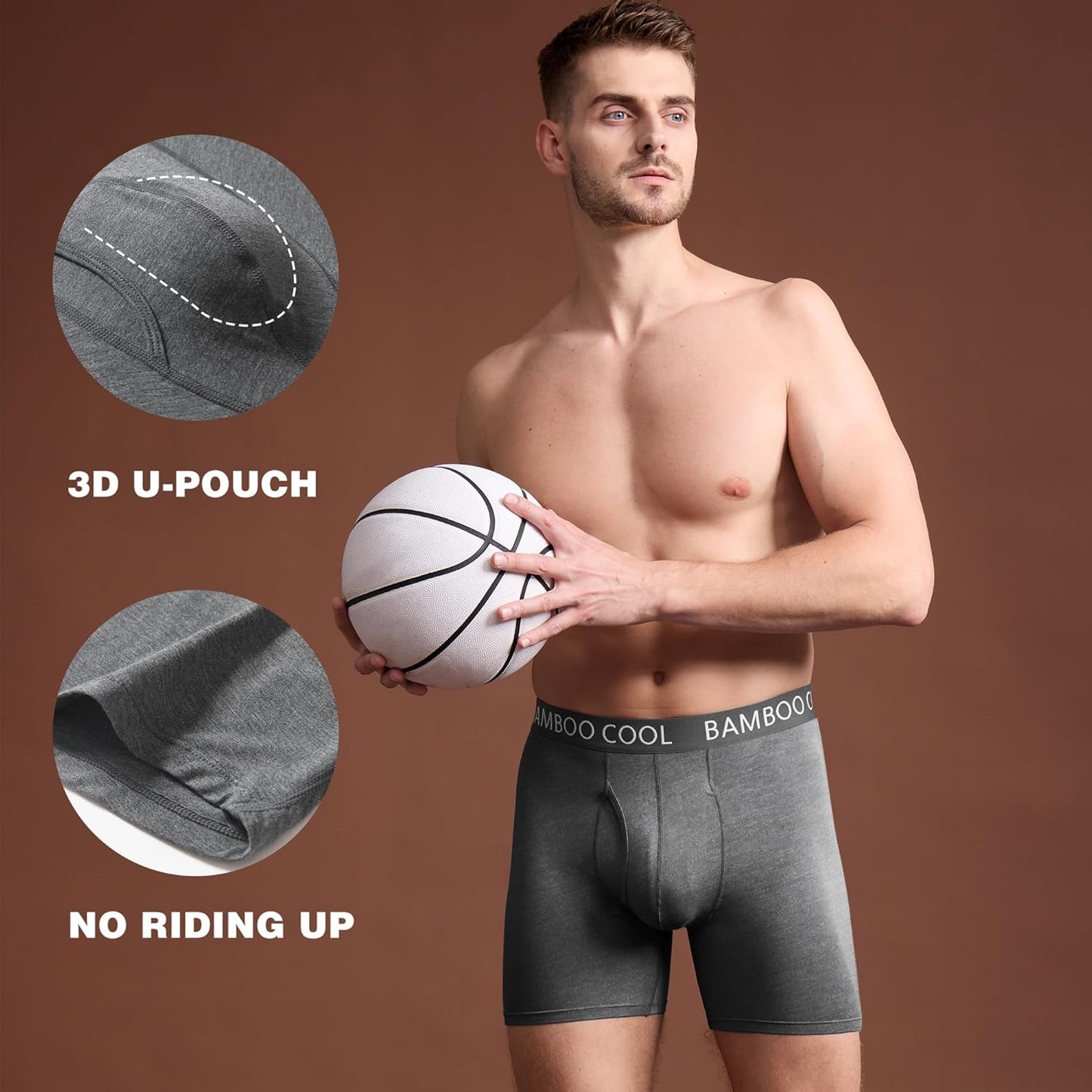 Men'S Ultra Comfortsoft Underwear, Moisture Wicking & Breathable No Ride up Boxer Briefs with Fly, Multipack