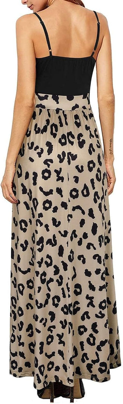 Women Summer 2025 Maxi Dress Vacation Floral Spaghetti Strap Spring Casual Boho Split Beach Long Flowy Sundress