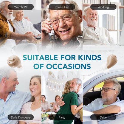 OTC Hearing Aids for Seniors, Rechargeable Hearing Aid Amplifiers Devices with Noise Cancelling Clear Sound, Superior Sound Quality for Adults Women Men Hearing Loss, Auto On/Off
