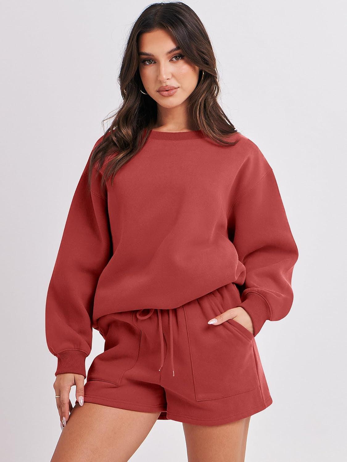 Women 2 Piece Outfits Sweat Shorts Sets 2025 Oversized Casual Lounge Matching Set Sweatsuit Tracksuit Clothes