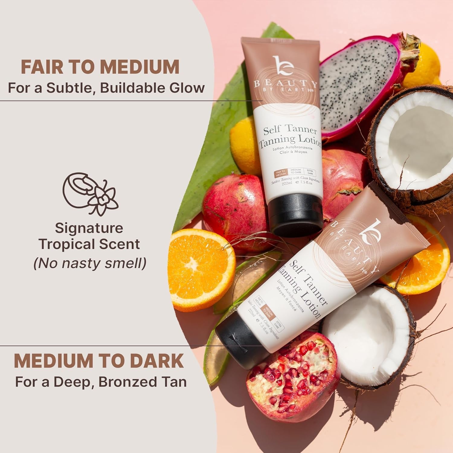 Self Tanner - USA Made with Natural & Organic Ingredients, Moisturizing Self Tanning Lotion with Aloe Vera & Coconut for a Natural Glow, Streak-Free Fake Tan, Medium to Dark