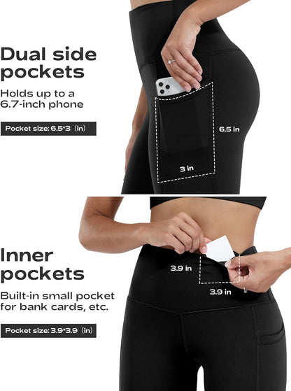 Leggings with Pockets for Women, High Waisted Tummy Control Workout Yoga Pants