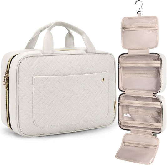Toiletry Bag Travel Bag with Hanging Hook, Water-Resistant Makeup Cosmetic Bag Travel Organizer for Accessories, Shampoo, Full-Size Container, Toiletries