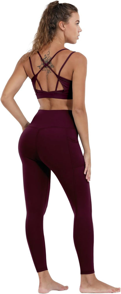 Leggings with Pockets for Women, High Waisted Tummy Control Workout Yoga Pants