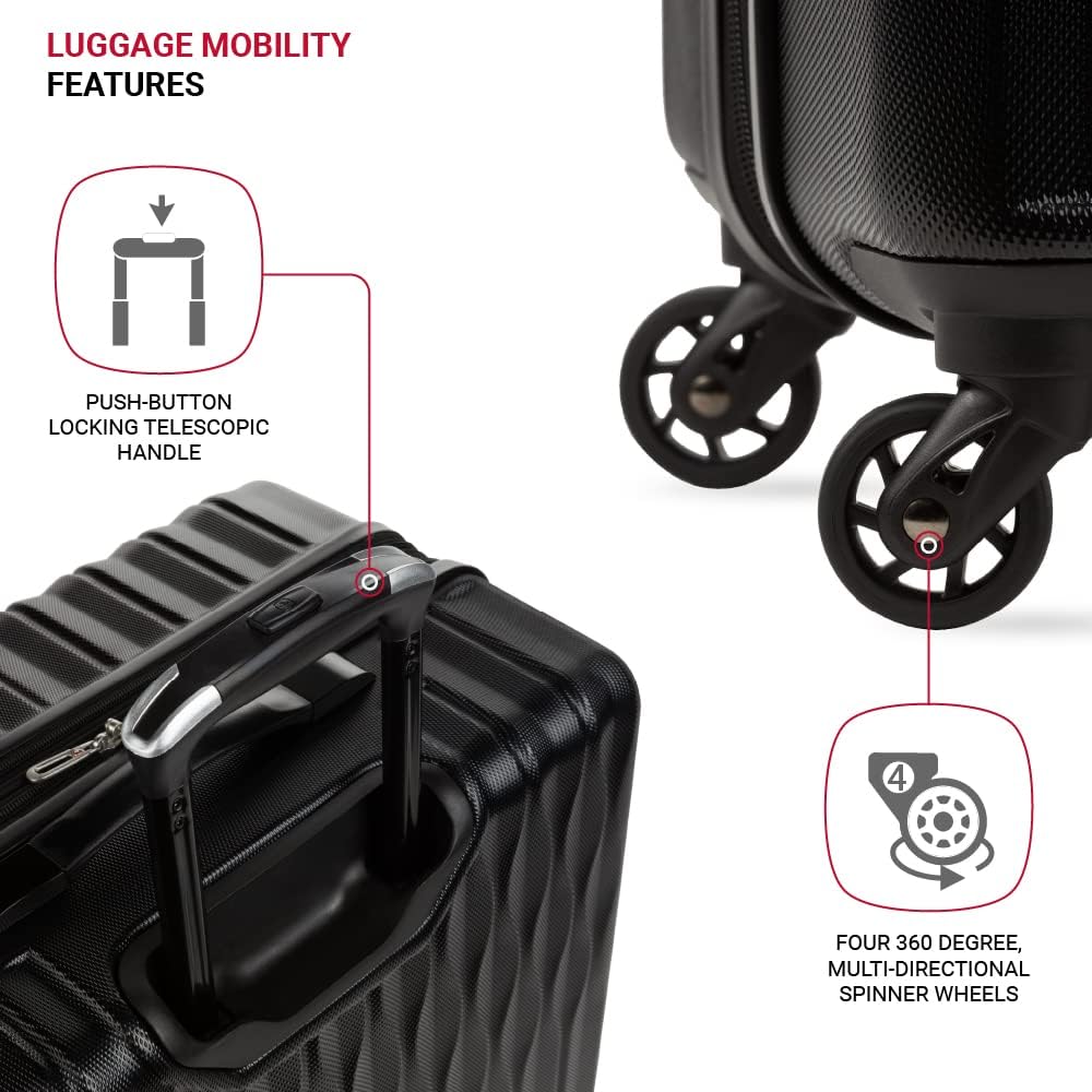 8018 Hardside Expandable Luggage with Spinner Wheels, Black, Checked-Large 27-Inch