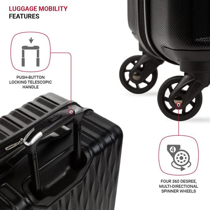 8018 Hardside Expandable Luggage with Spinner Wheels, Black, Checked-Large 27-Inch
