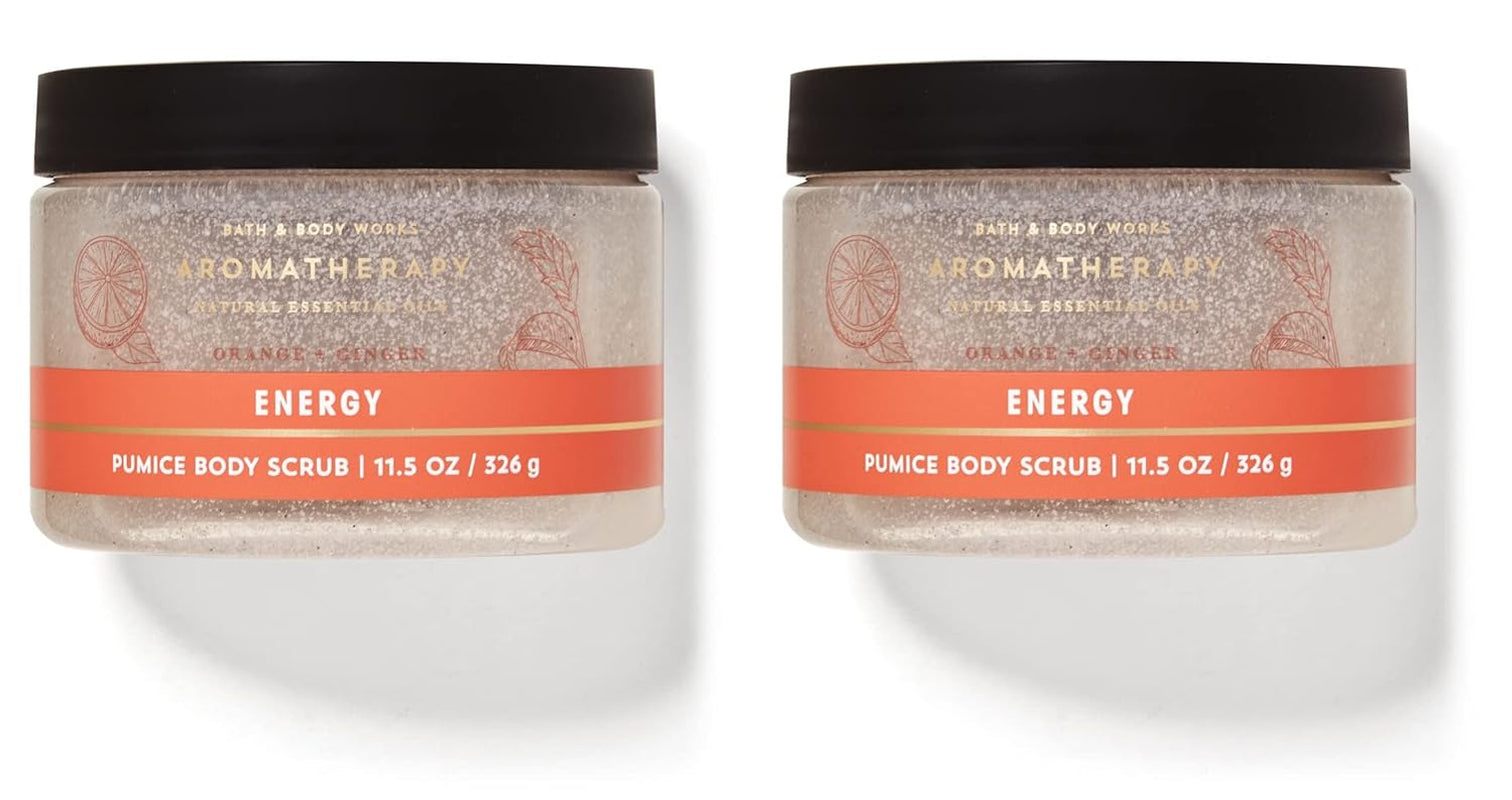 Aromatherapy ENERGY ORANGE + GINGER Pumice Body Scrub - Lot of 2 - Full Size