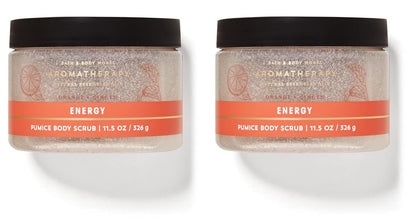 Aromatherapy ENERGY ORANGE + GINGER Pumice Body Scrub - Lot of 2 - Full Size