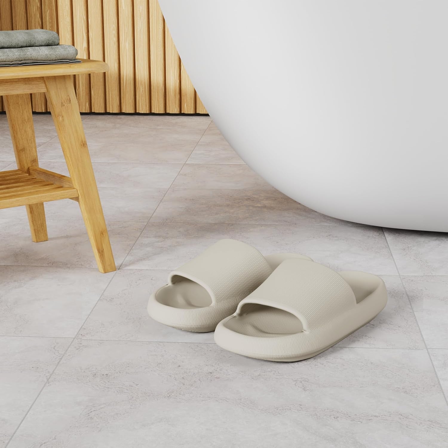 Pillow Slippers for Women and Men Non Slip Quick Drying Shower Slides Bathroom Sandals | Ultra Cushion | Thick Sole