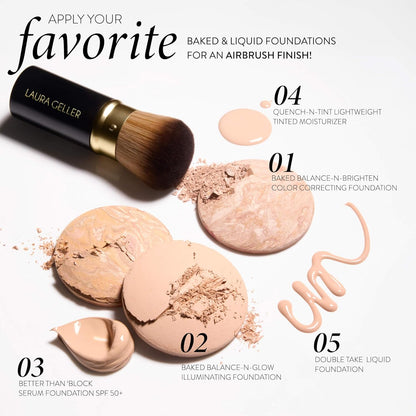 Retractable Airbrush Kabuki Brush for All Face Makeup & Foundation for Liquid, Cream and Powder Face Makeup with Aluminum Handle