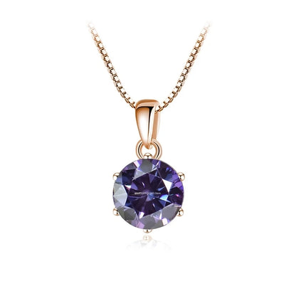 Butterflykiss 6.5mm 1.0 Carat D Moissanite Necklaces Rose Gold Plated Pendant Original Real S925 Silver Chain Jewelry For Women