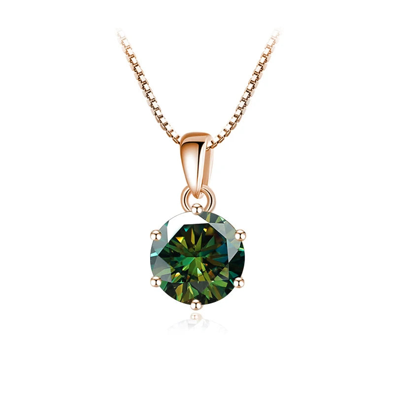 Butterflykiss 6.5mm 1.0 Carat D Moissanite Necklaces Rose Gold Plated Pendant Original Real S925 Silver Chain Jewelry For Women