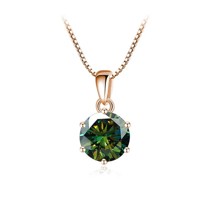 Butterflykiss 6.5mm 1.0 Carat D Moissanite Necklaces Rose Gold Plated Pendant Original Real S925 Silver Chain Jewelry For Women