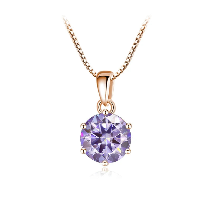 Butterflykiss 6.5mm 1.0 Carat D Moissanite Necklaces Rose Gold Plated Pendant Original Real S925 Silver Chain Jewelry For Women