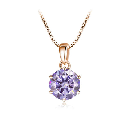 Butterflykiss 6.5mm 1.0 Carat D Moissanite Necklaces Rose Gold Plated Pendant Original Real S925 Silver Chain Jewelry For Women