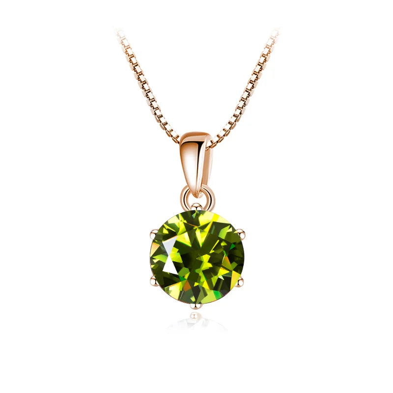 Butterflykiss 6.5mm 1.0 Carat D Moissanite Necklaces Rose Gold Plated Pendant Original Real S925 Silver Chain Jewelry For Women