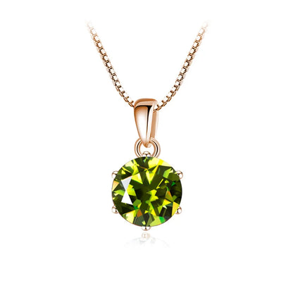 Butterflykiss 6.5mm 1.0 Carat D Moissanite Necklaces Rose Gold Plated Pendant Original Real S925 Silver Chain Jewelry For Women