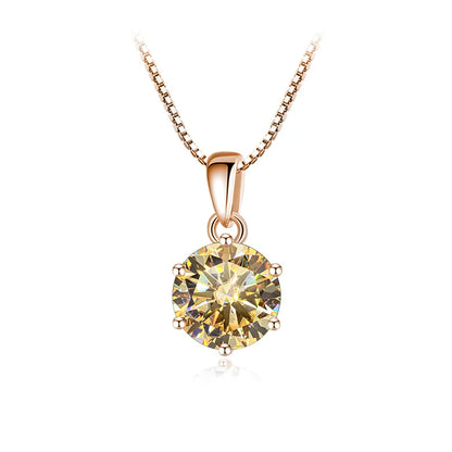 Butterflykiss 6.5mm 1.0 Carat D Moissanite Necklaces Rose Gold Plated Pendant Original Real S925 Silver Chain Jewelry For Women