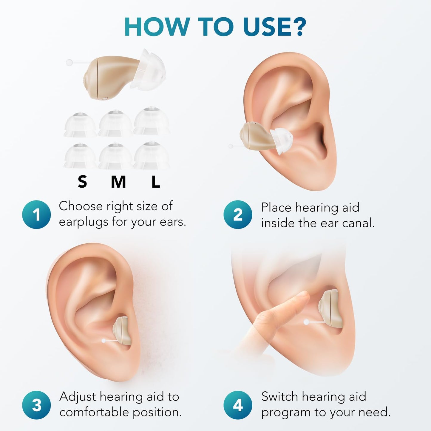 OTC Hearing Aids for Seniors, Rechargeable Hearing Aid Amplifiers Devices with Noise Cancelling Clear Sound, Superior Sound Quality for Adults Women Men Hearing Loss, Auto On/Off