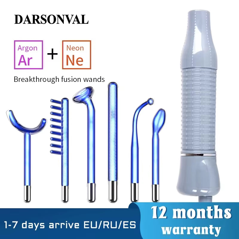 Apparatus High Frequency Facial Machine for Hair Face anti Aging Therapy Acne Tool Fusion Neon+Argon Wands Skin Beauty
