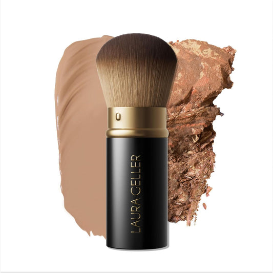 Retractable Airbrush Kabuki Brush for All Face Makeup & Foundation for Liquid, Cream and Powder Face Makeup with Aluminum Handle
